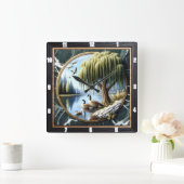 Willow Goose Rustic Water's Edge Quadratische Wanduhr (Zuhause)