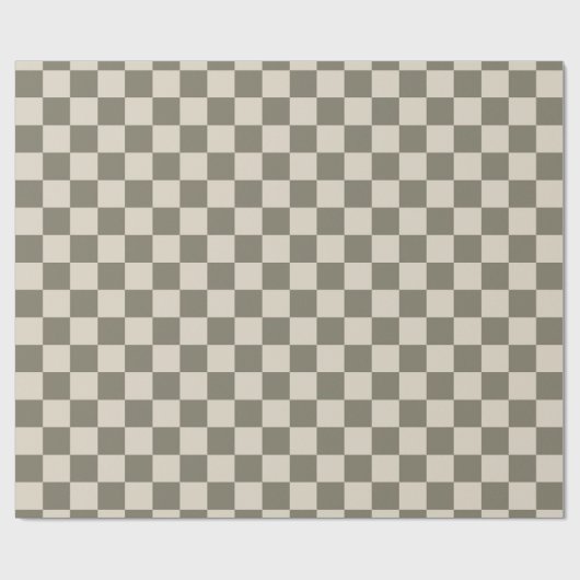 Willow Grau and Bone Checkerboard Geschenkpapier (Flach)