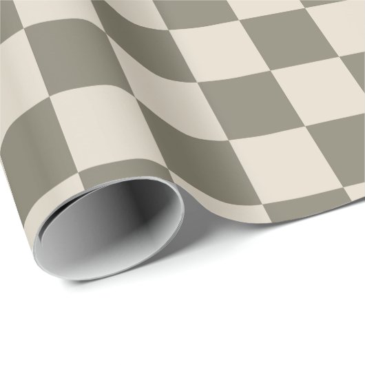 Willow Grau and Bone Checkerboard Geschenkpapier (Rolleneckpunkt)