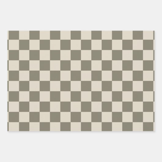 Willow Grau and Bone Checkerboard Geschenkpapier Set (Vorderseite)