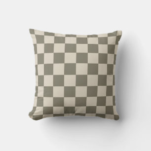 Willow Grau and Bone Checkerboard Kissen