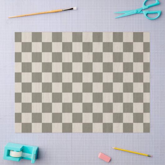 Willow Grau and Bone Checkerboard Seidenpapier (Basteln)
