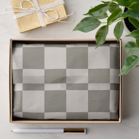 Willow Grau and Bone Checkerboard Seidenpapier (Geschenk)