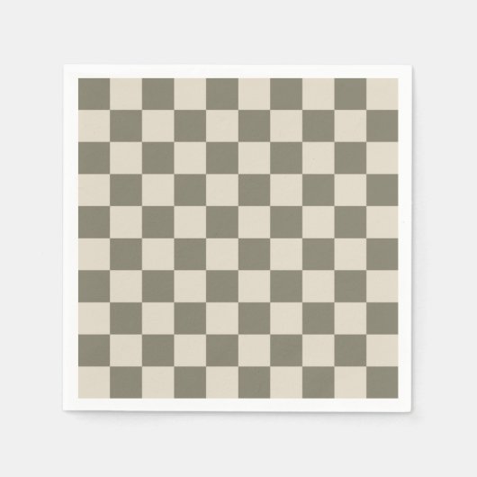 Willow Grau and Bone Checkerboard Serviette (Vorderseite)