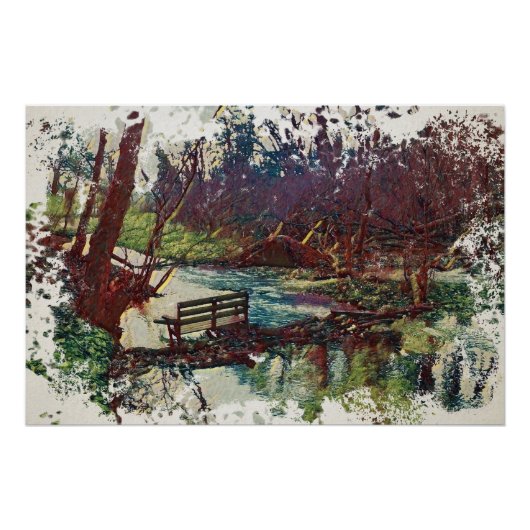 Willow Hall Dam, Sowerby Bridge Impressionistische Poster (Vorderseite)