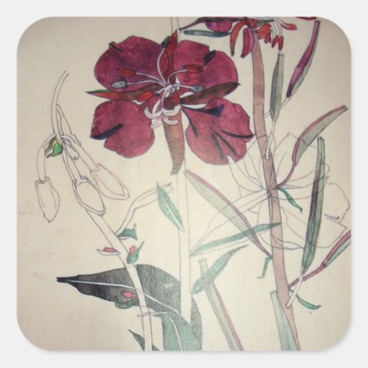Willow Herb von Charles Mackintosh Quadratischer Aufkleber (Vorderseite)