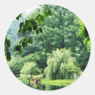 Willow im Nebel Runder Aufkleber