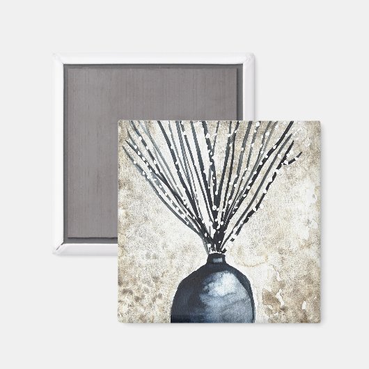 Willow in Vase Aquarell Magnet (Vorderseite/Rückseite)