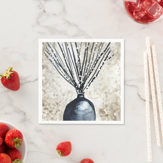 Willow in Vase Aquarell Serviette (Beispiel)