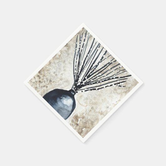 Willow in Vase Aquarell Serviette (Ecke)