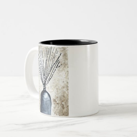 Willow in Vase Aquarell Zweifarbige Tasse (Vorderseite Links)