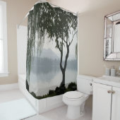 Willow Lake Mountain Landschaft Schwarzes Grau Duschvorhang (Beispiel)