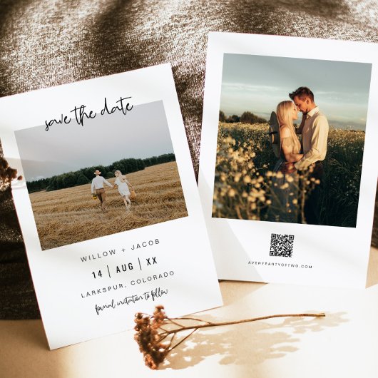 WILLOW Modernes Minimal Square Foto Save the Date Einladung