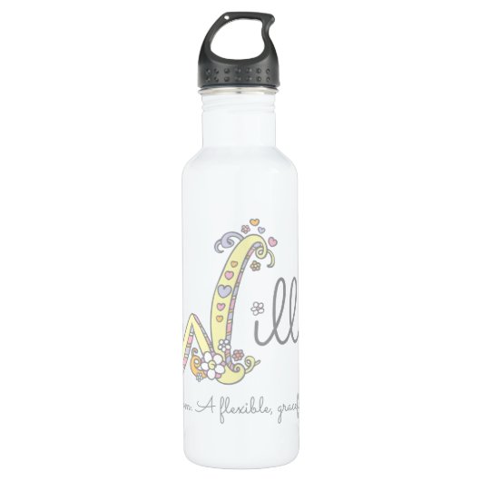Willow name bedeutet dekorierte W Drink Flasche Edelstahlflasche (Vorderseite)