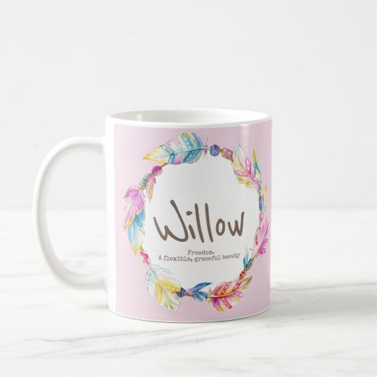Willow name meaning feather bead watercolor pink kaffeetasse (Links)