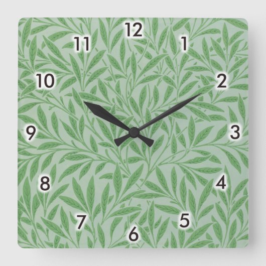 Willow Pattern, William Morris Quadratische Wanduhr (Vorderseite)