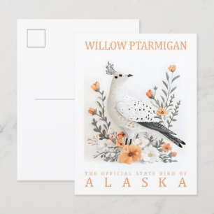 Willow Ptarmigan Bird of Alaska USA Travel Postkarte