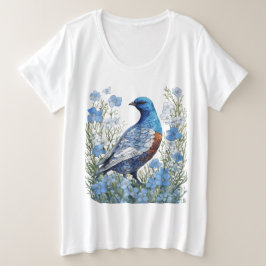 Willow Ptarmigan Grouse and Vergiss-Me-Nots Große Größe T-Shirt