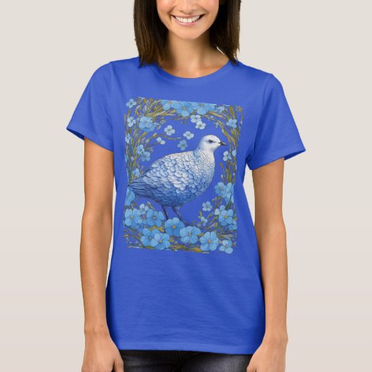Willow Ptarmigan und Vergiss-Me-Nots T-Shirt (Vorderseite)