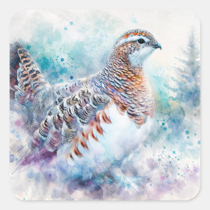 Willow Ptarmigan Winter Art Art Quadratischer Aufkleber