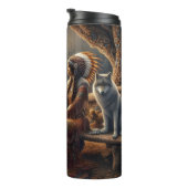 Willow Reflection: Frauen und Wolf. Thermosbecher (Nach rechts gedreht)