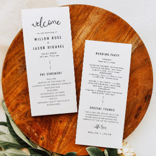 WILLOW Simple Modern Minimalistisch Wedding Progra Menükarte