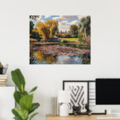 Willow Tree and Lily Pads Landscape Painting Poster (Heimbüro)