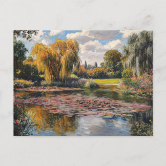 Willow Tree and Lily Pads Landschaftsmalerei Postkarte