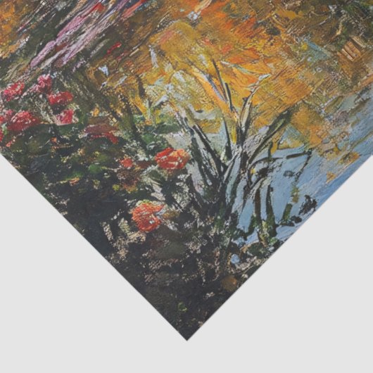 Willow Tree and Lily Pads Landschaftsmalerei Seidenpapier (Ausschnitt)