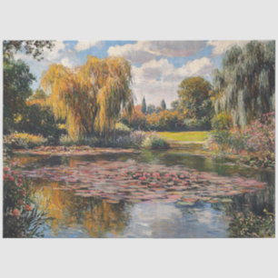 Willow Tree and Lily Pads Landschaftsmalerei Seidenpapier