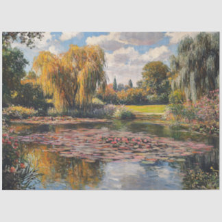 Willow Tree and Lily Pads Landschaftsmalerei Seidenpapier