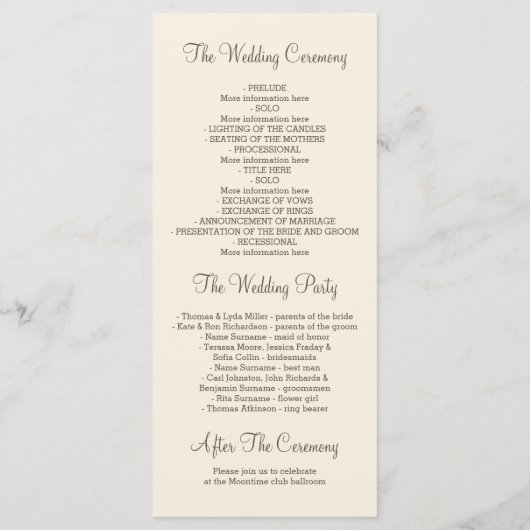 Willow Tree Branches Elegante Hochzeitsprogramme Programm (Rückseite)