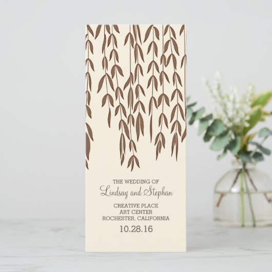 Willow Tree Branches Elegante Hochzeitsprogramme Programm (Stehend Vorderseite)