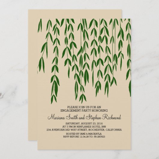 Willow Tree Branches Kraft Paper Engagement Party Einladung (Vorne/Hinten)