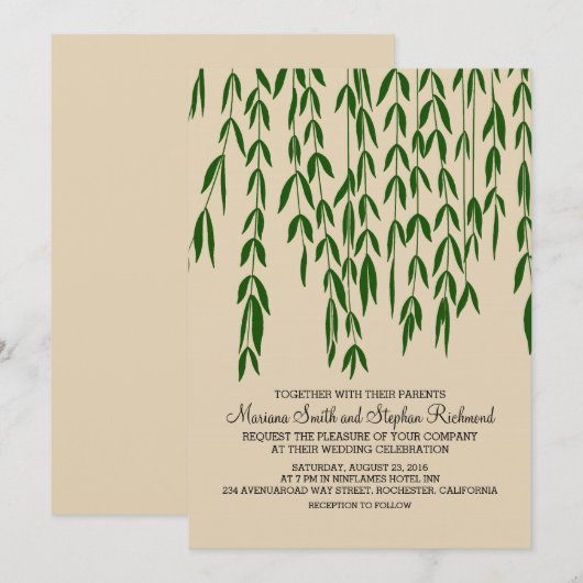 Willow Tree Branches Kraft Paper Wedite Einladung (Vorne/Hinten)
