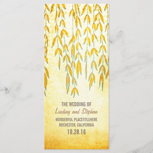 Willow Tree Branches Rustic Lights Hochzeitsprogra Programm (Vorderseite)