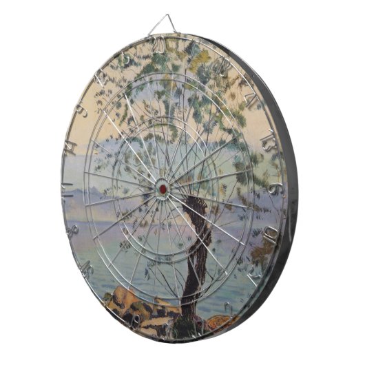 Willow Tree by the Lake (Schweizer Landschaft) Dartscheibe (Vorderseite rechts)