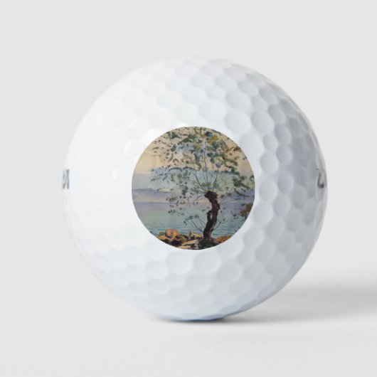 Willow Tree by the Lake (Schweizer Landschaft) Golfball (Vorderseite)