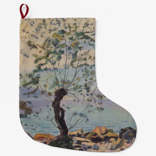 Willow Tree by the Lake (Schweizer Landschaft) Großer Weihnachtsstrumpf (Vorderseite)