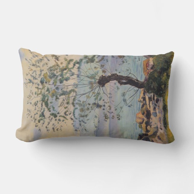 Willow Tree by the Lake (Schweizer Landschaft) Lendenkissen (Vorderseite)