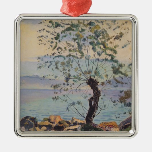Willow Tree by the Lake (Schweizer Landschaft) Ornament Aus Metall (Vorne)