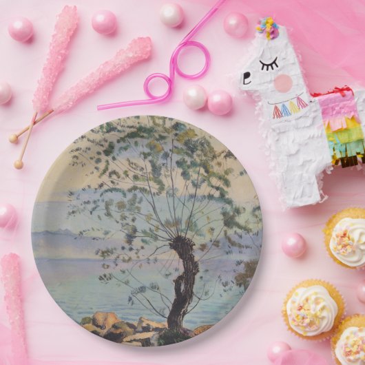 Willow Tree by the Lake (Schweizer Landschaft) Pappteller (Party)