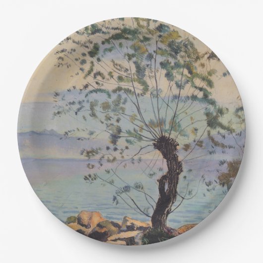 Willow Tree by the Lake (Schweizer Landschaft) Pappteller (Vorderseite)