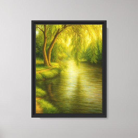 Willow Tree by the River Tranquil Leinwand Kunst, (Vorderseite)