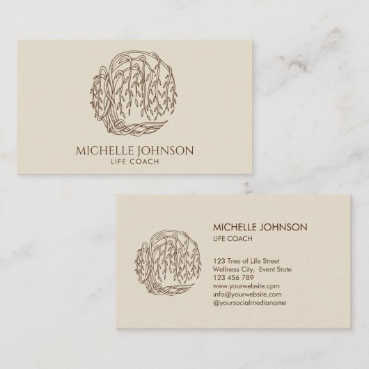Willow Tree Fotografer Logo Tree of Life Visitenkarte (Vorne/Hinten)