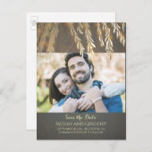 Willow Tree Gold Vintages Foto Save the Date Ankündigungspostkarte (Vorne/Hinten)