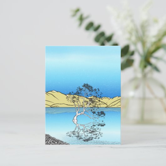 Willow tree in Lake Wanaka Neuseeland Postkarte (Stehend Vorderseite)