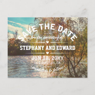Willow Tree River Stylish Save the Date Postcard Ankündigungspostkarte