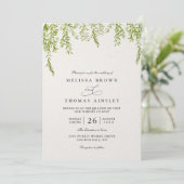 Willow Tree Rustic Greenery Modern QR Code Wedding Einladung (Stehend Vorderseite)