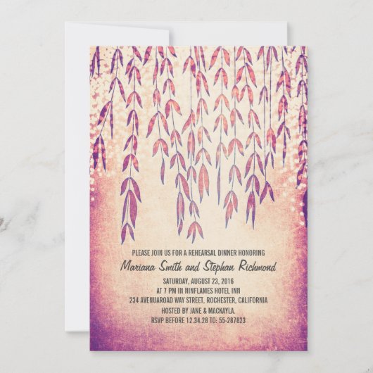 Willow Tree String Lights Probe Dinner Einladung (Vorderseite)